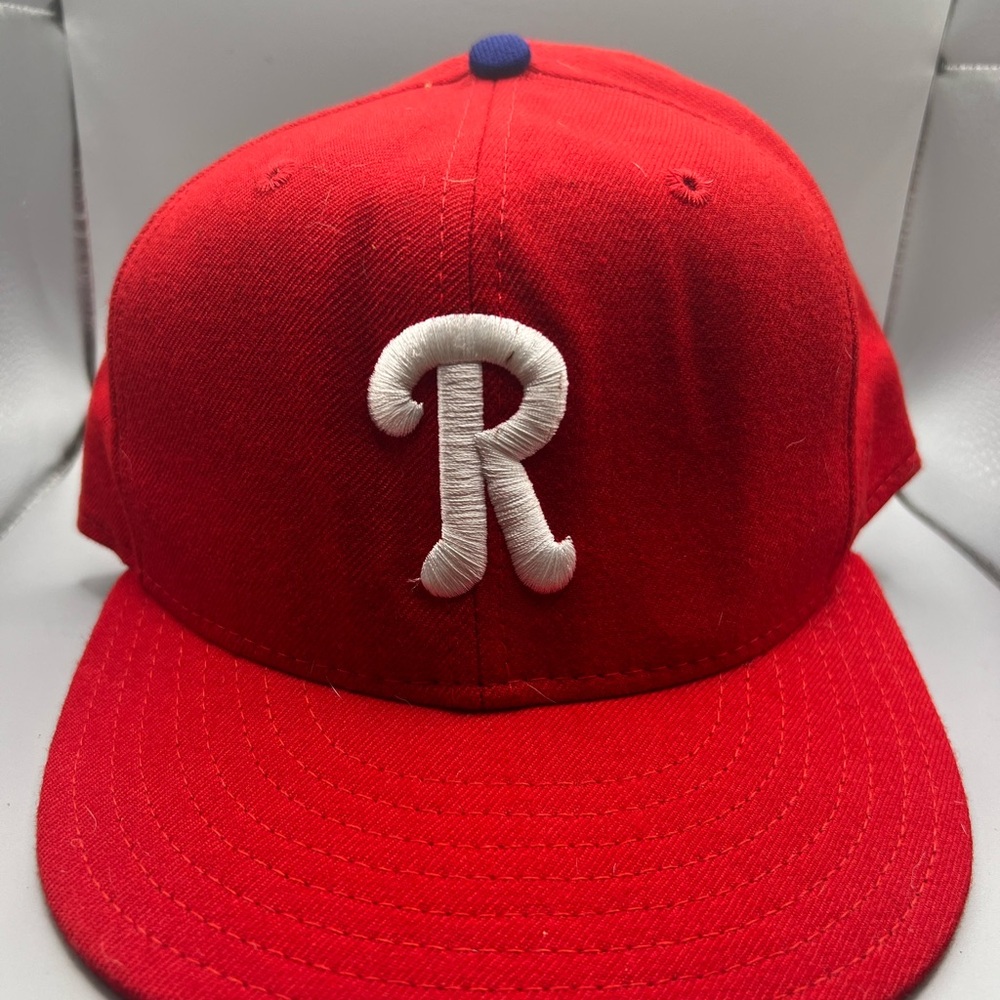 Vtg MILB 7 1/4New Era 5950 Hat Pro Model Reading Phillies Wool On Field